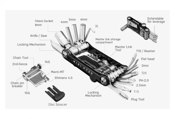 Multi-Outils Topeak Mini PT30 Or (30 Fonctions) 7 Multi-Outils Topeak Mini PT30 Or (30 Fonctions) – Image 5