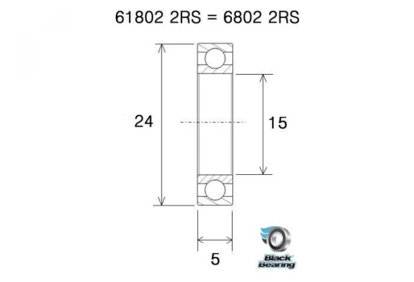 Roulement Black Bearing 61802-2RS Max 15 X 24 X 5 Mm 4 Roulement Black Bearing 61802-2RS Max 15 X 24 X 5 Mm – Image 2