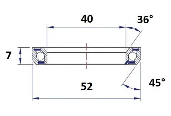 Roulement De Direction Black Bearing D14 40 X 52 X 7 Mm 36/45° 4 Roulement De Direction Black Bearing D14 40 X 52 X 7 Mm 36/45° – Image 2