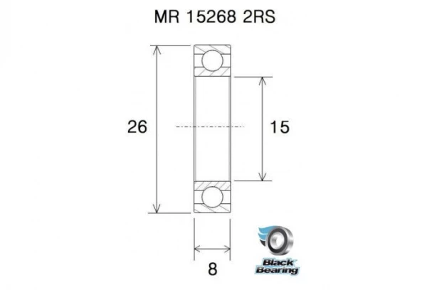 Roulement Black Bearing MR 15268 2RS 15 X 26 X 8 Mm 4 Roulement Black Bearing MR 15268 2RS 15 X 26 X 8 Mm – Image 2