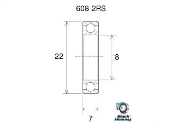 Roulement Black Bearing 608-2RS 8 X 22 X 7 Mm 4 Roulement Black Bearing 608-2RS 8 X 22 X 7 Mm – Image 2