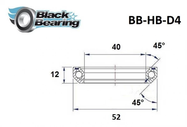 Roulement De Direction Black Bearing D4 40 X 52 X 12 Mm 45/45° 4 Roulement De Direction Black Bearing D4 40 X 52 X 12 Mm 45/45° – Image 2