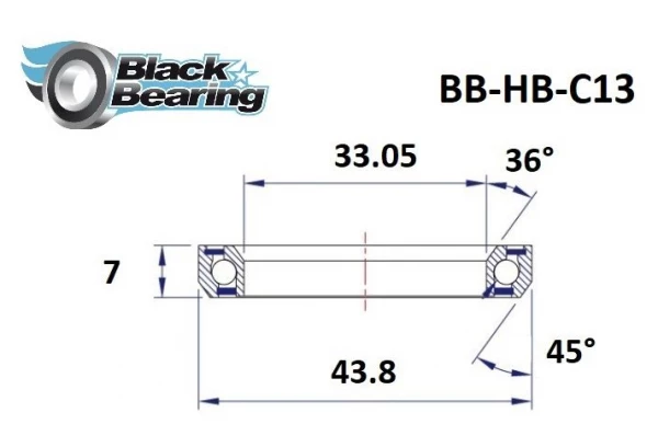 Roulement De Direction Black Bearing C13 33.05 X 43.8 X 7 Mm 36/45° 4 Roulement De Direction Black Bearing C13 33.05 X 43.8 X 7 Mm 36/45° – Image 2