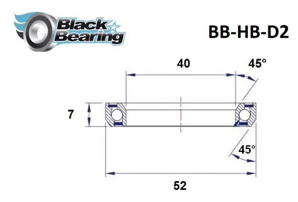 Roulement De Direction Black Bearing D2 40 X 52 X 7 Mm 45/45° 4 Roulement De Direction Black Bearing D2 40 X 52 X 7 Mm 45/45° – Image 2